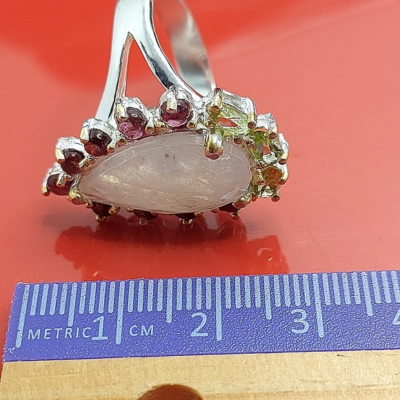 Natural 14 ct‎ Not Enhanced Moonstone 925 Sterling Silver Ring Size 8 - Picture 10 of 12